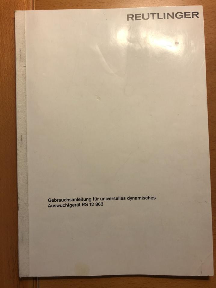 Reutlinger RS 12 863 Auswuchtgerät